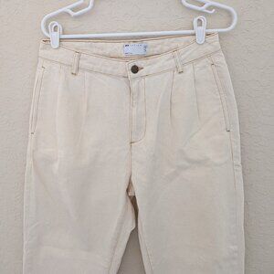 Asos Design Women's Cream White High Waisted Rise Pants NWT 30x32